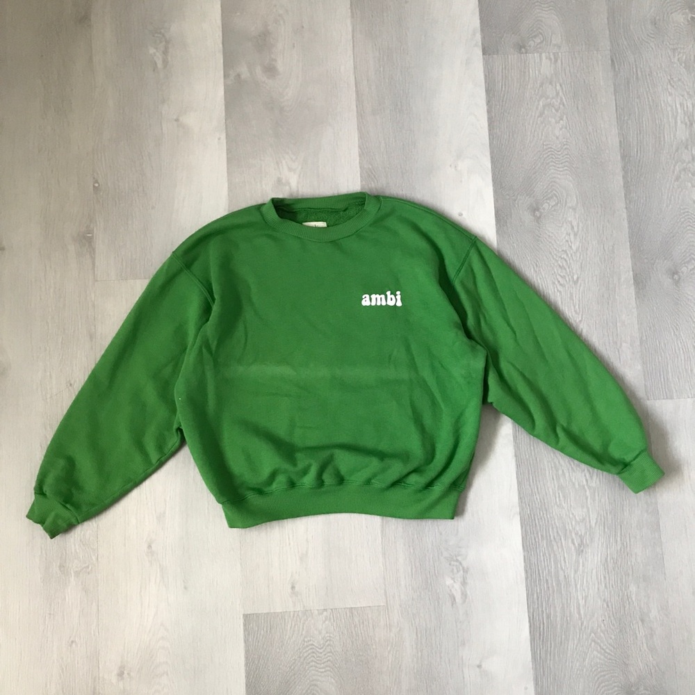 AMBI KELLY GREEN SWEATER CREW NECK CROPPED PULLOVER WOMENS SMALL
